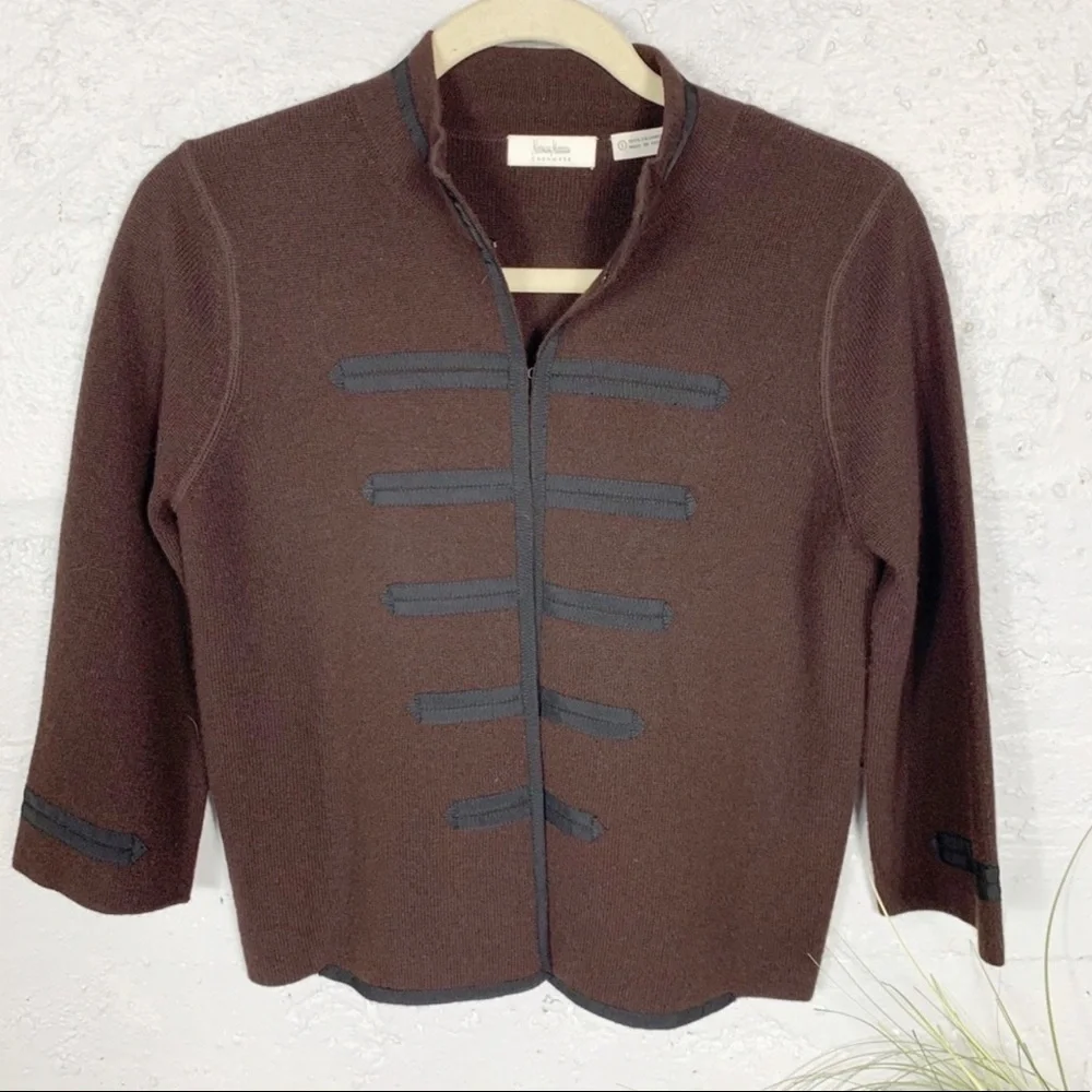 100% Cashmere VINTAGE Woman Neiman Marcus Brown Cardigan Size S